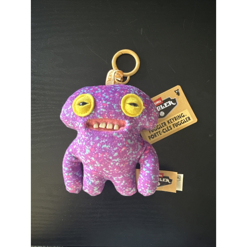 Zuru Fuggler CATCH ME Keyring Keychain Plush Button Butt Squidge Purple NWT